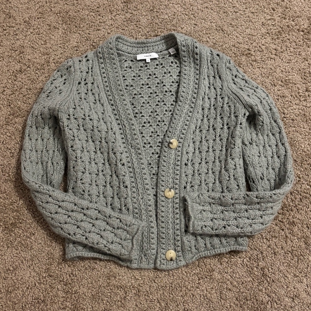 Revolve Vince Crochet Cardigan and Camisole in Artichoke Size XS - Picture 2 of 9